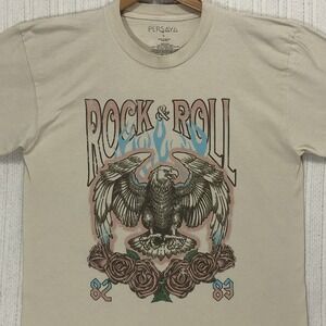Persaya Rock & Roll Eagle Rose Graphic T-Shirt Tan Mens Large PTB1001-G3064